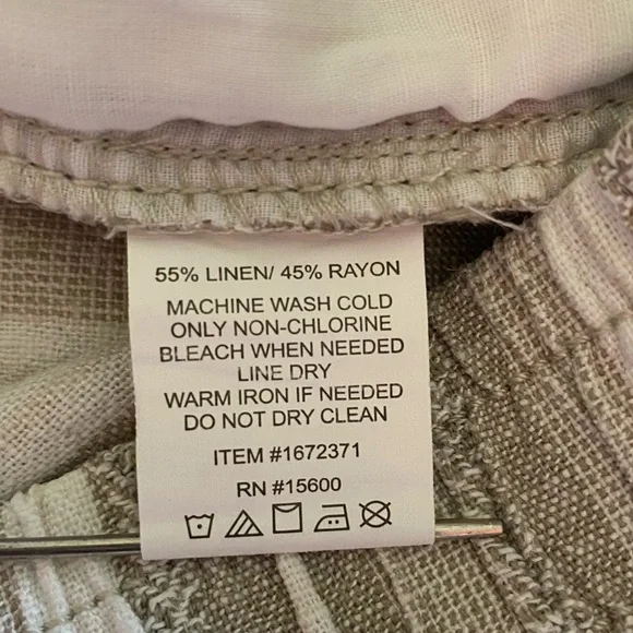 Briggs Striped 55% Linen Pant Size XL Wide Leg Eyelet Detail Lightweight Neutral - Picture 13 of 14
